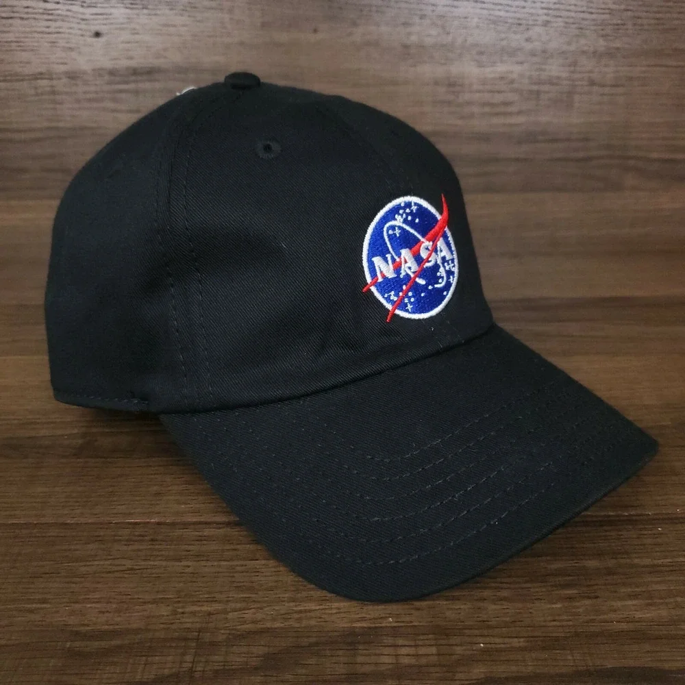 NASA Dad Hat Cap Embroidered Logo Space Camp Black Cotton‎ NWT